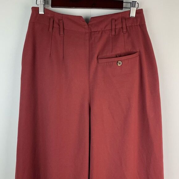 Free People Calla Burgundy Dark Red Pleated High Rise Trouser Pants Size 4 - Picture 6 of 9